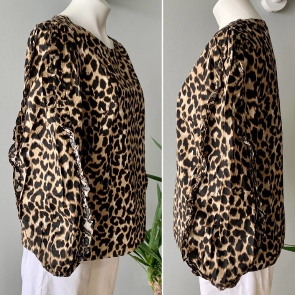 J. Crew Ruffle-sleeve Top In Leopard - Picture 10 of 14